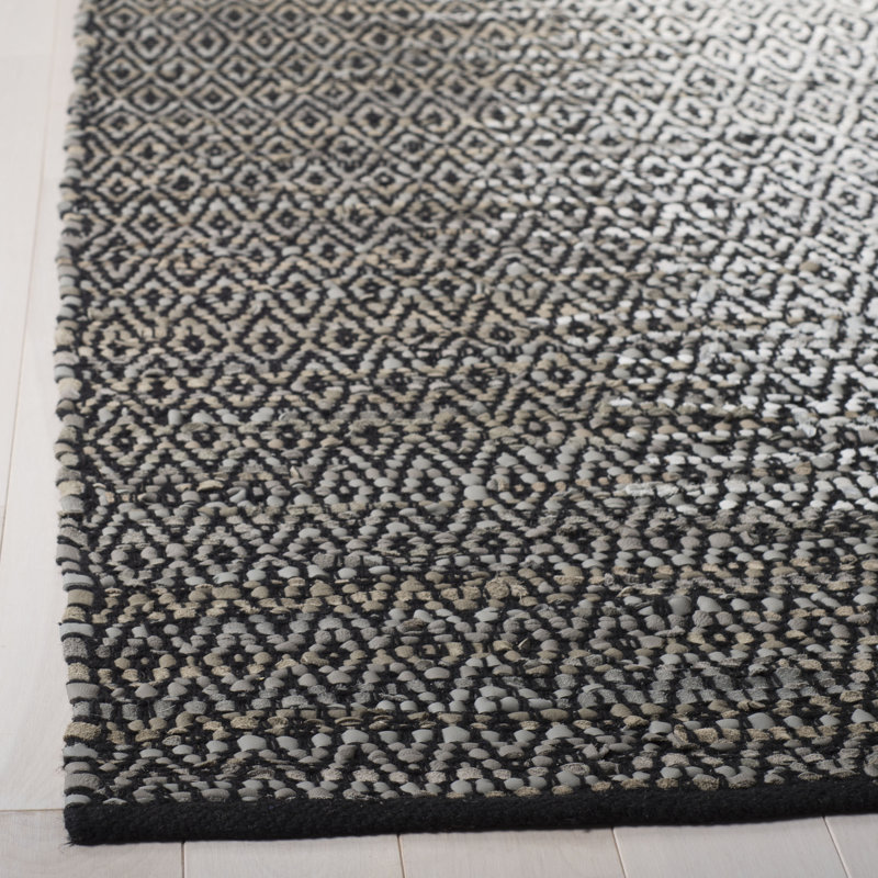 Tapis géométrique en cuir tissé à la main Phillis, Rectangulaire 2 pi x 3 pi
