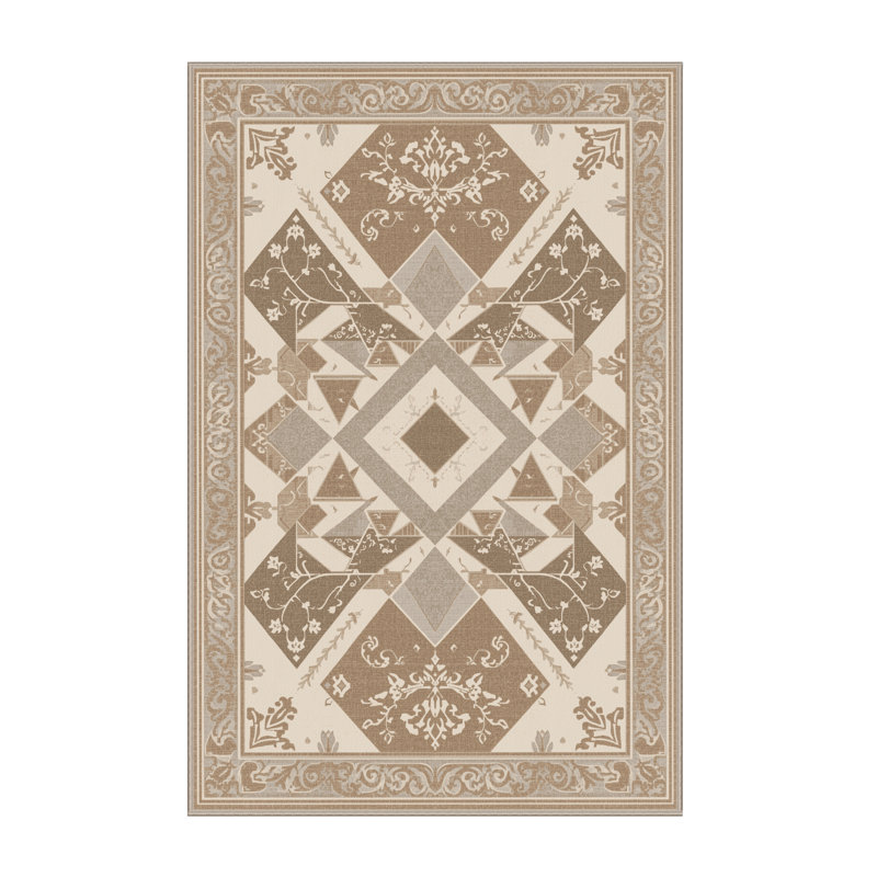 Tapis oriental doux et moelleux à motif de triangles à motif oriental classique en polett, 4 x 6