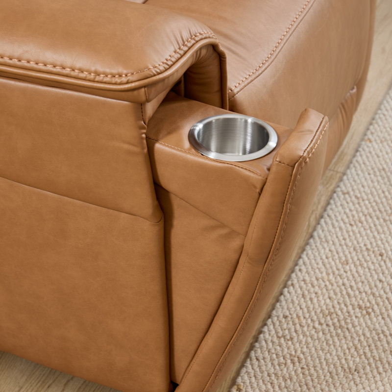 Causeuse inclinable 60,63 po de large moderne en similicuir avec porte-gobelets cachés (ensemble de 2)