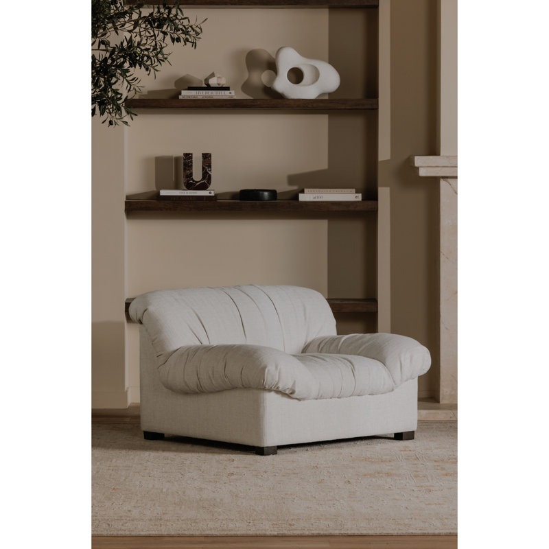 Chaise longue en cuir Tuomo Caress, Mélange de polyester beige