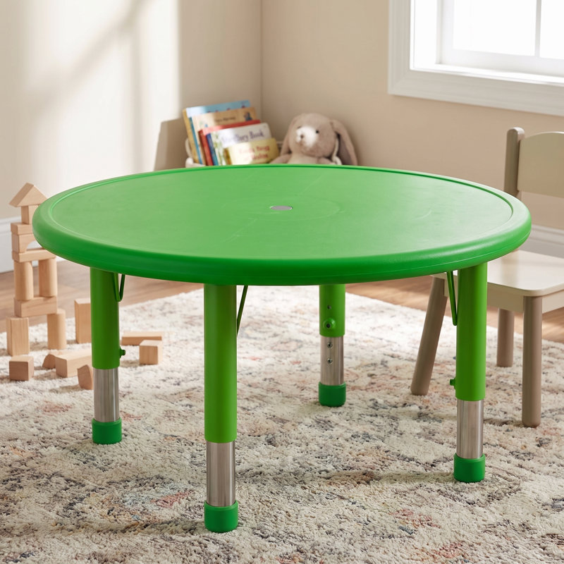 Adjustable Round Plastic Activity Table, Green