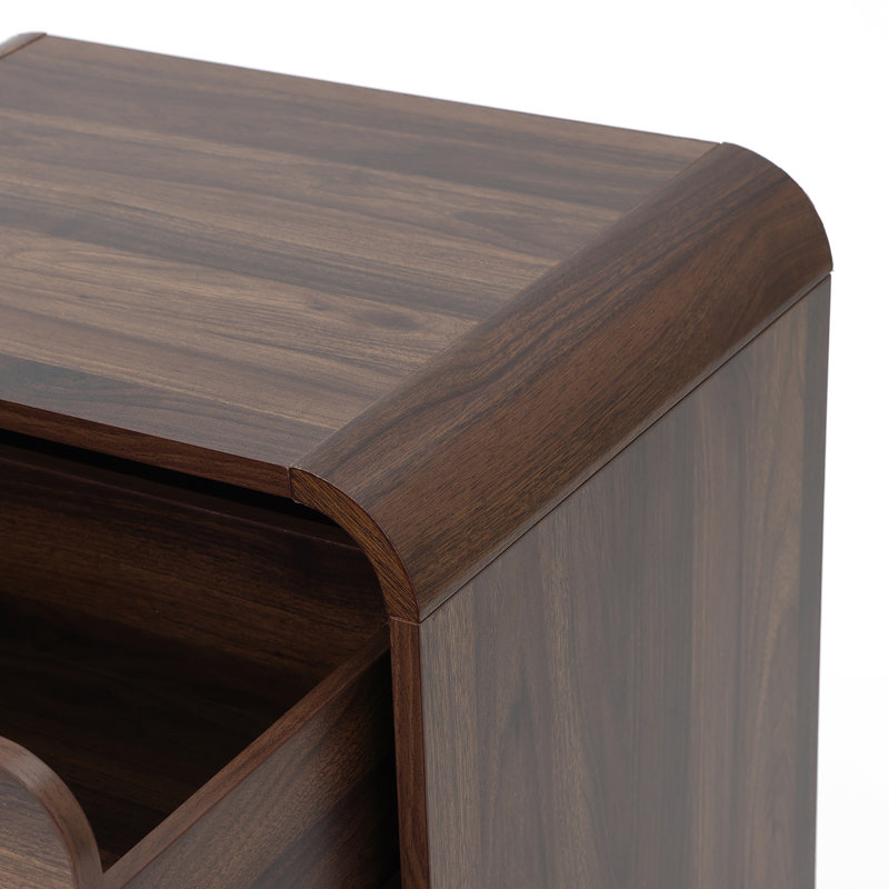 Table de chevet 21,7 po Mid-Century moderne en noyer avec 2 tiroirs