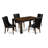5 Piece Dinette Set for 4 Includes a Rectangle Rustic Wood Dining Room Table and 4 Black Faux Leather Upholstered Parson Chairs, Jacobean-100017592-100017599-100017598