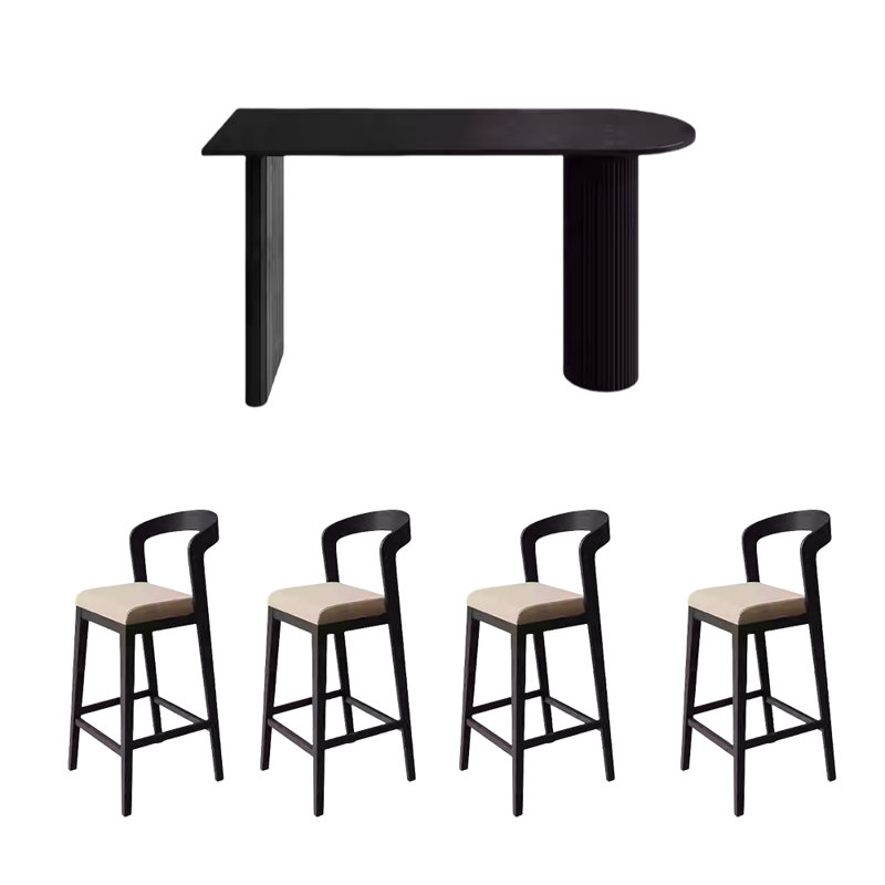 Table de bar en bois massif avec lumière luxueuse, H 41,3 po x L 55,1 po x l 17,7 po