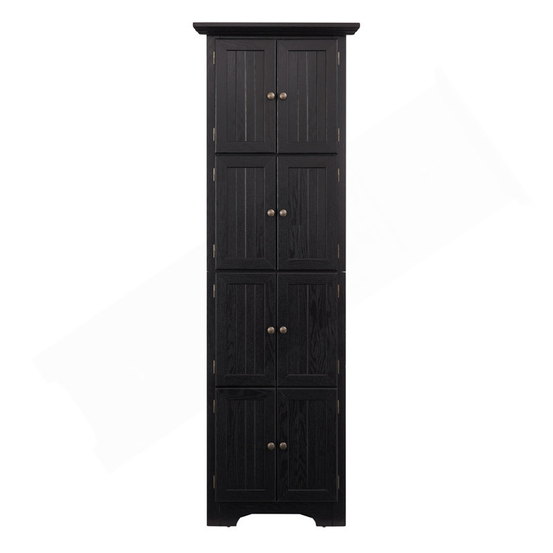 4-Tier 72" Corner Kitchen Pantry Storage Cabinet With 8 Doors Tall Storage Cabinet, Corner Cabinet And Shelves, Home Farmhouse Bookshelf Cabinet For Bathroom, Living Room, Kitchen BLK