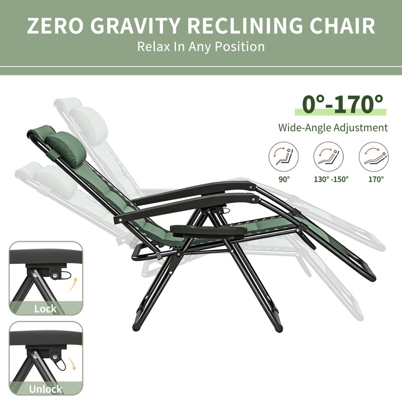 Folding Recliner Chair, Green