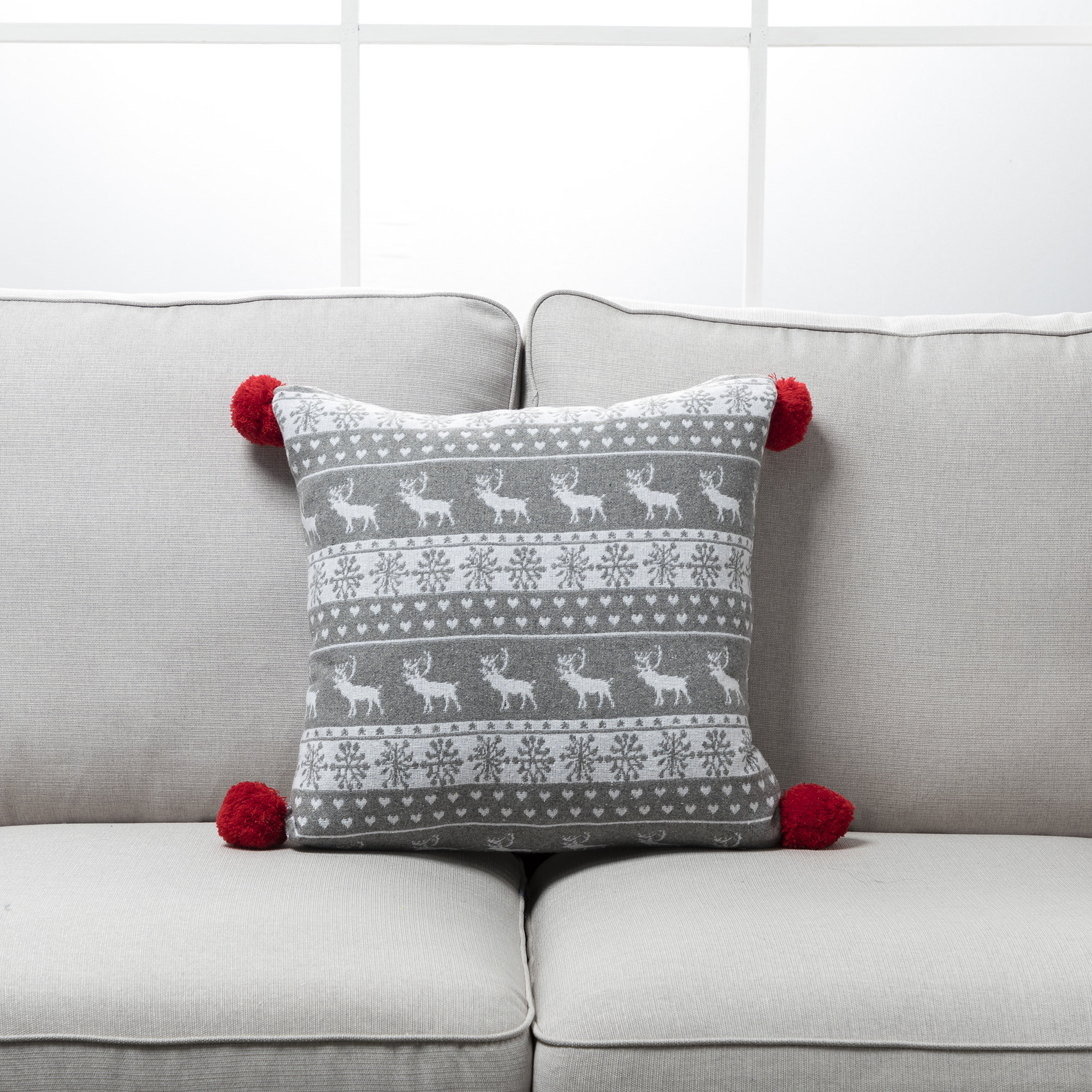 White pom pom online pillows