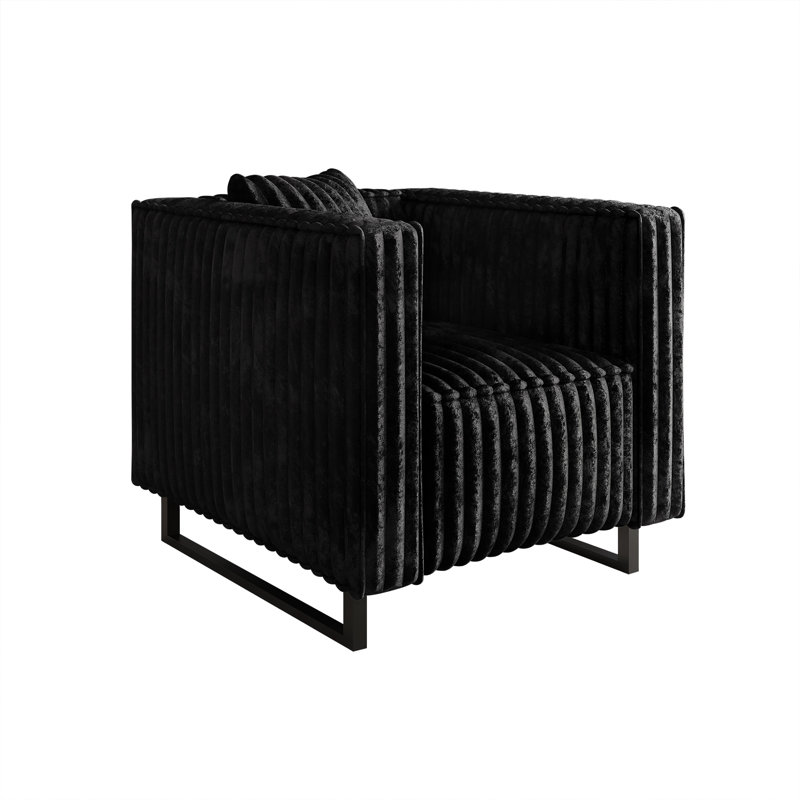CHAISE EN VELOURS NOIR, Noir
