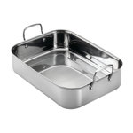 Anolon Tri-Ply Clad Stainless Steel Roaster / Roasting Pan with Nonstick Rack, 17-Inch x 12.5-Inch