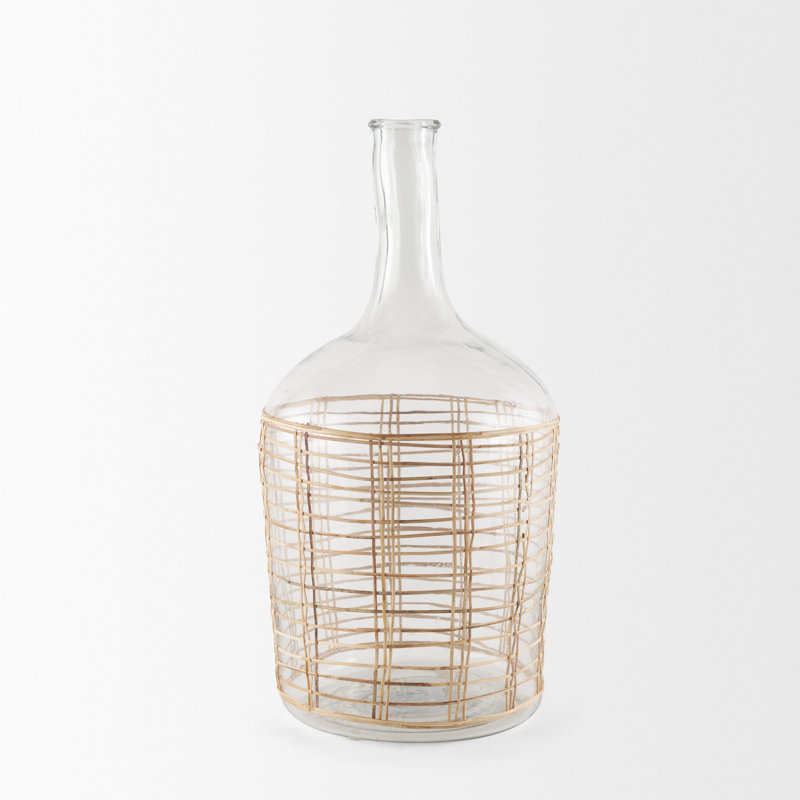 Azharul Large Glass Bottle, White, 19.5" H x 9.5" W x 9.5" D