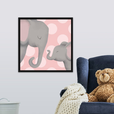 «Elephant Mommy and Baby on Pink», impression