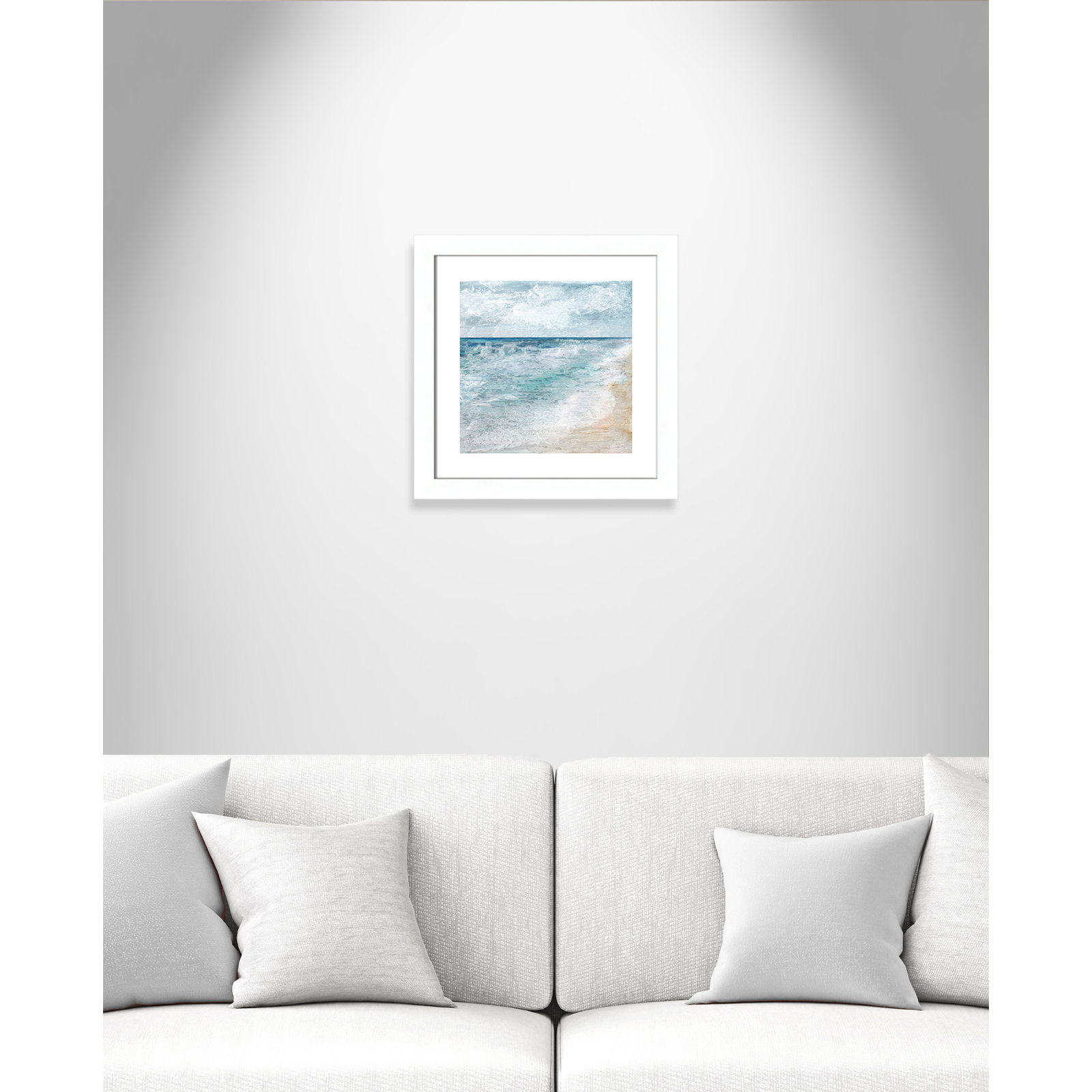 Shore Walk - Picture Frame Painting, Matte White, 18.5" H x 18.5" W x 1.25" D
