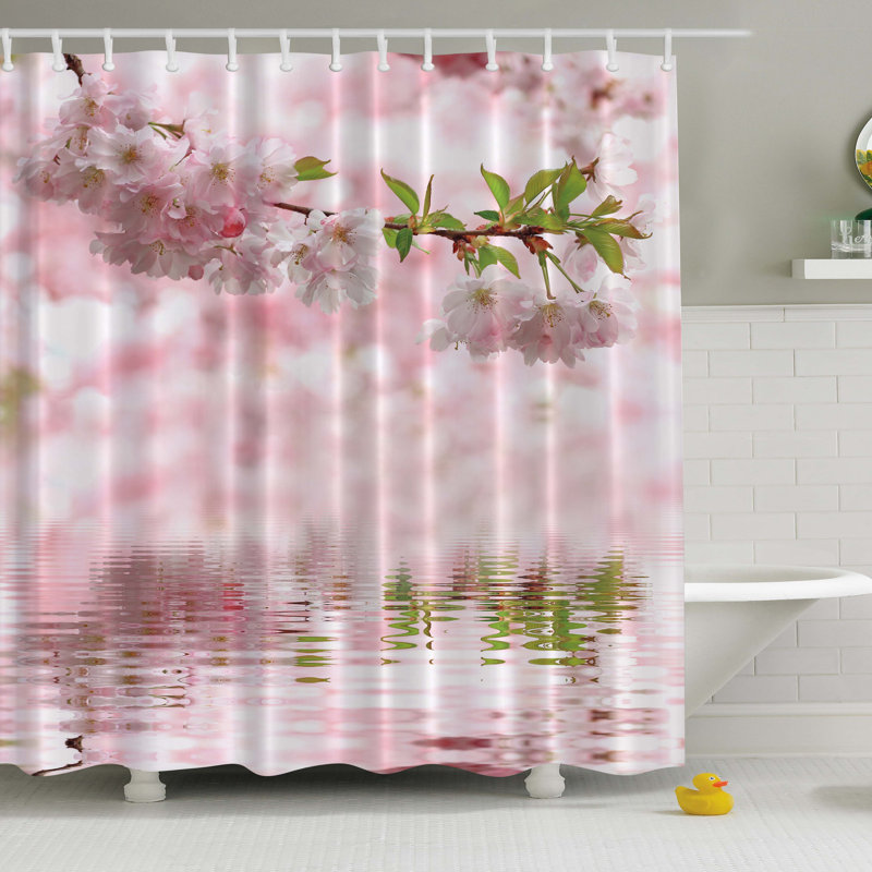 Floral Shower Curtain with Hooks Included