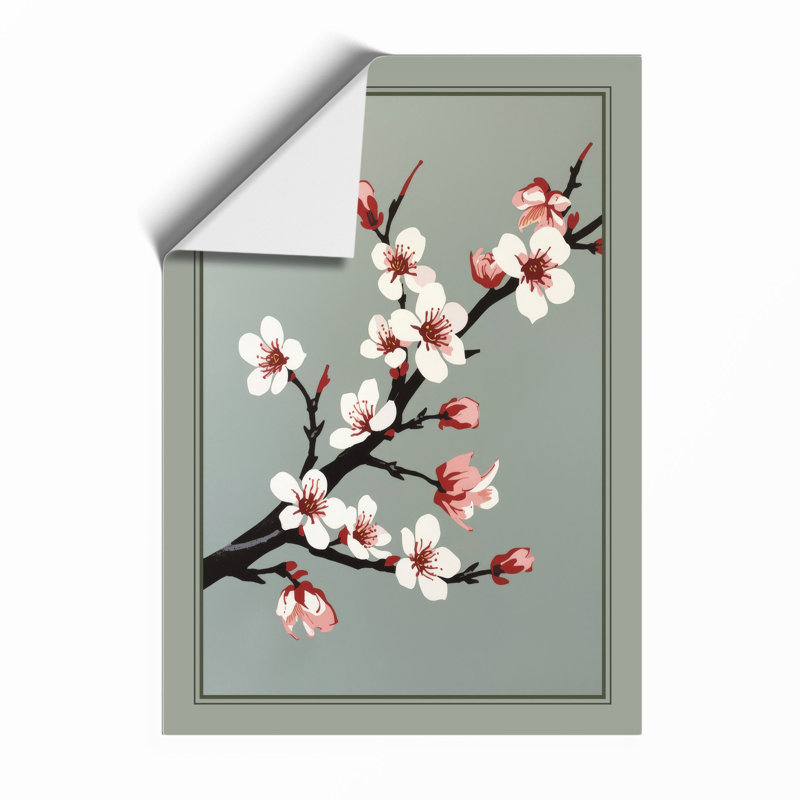 Cherry Blossoms Unfolding Botanical - Framed Print, A4 - 29.7 x 21.0 cm, Unframed