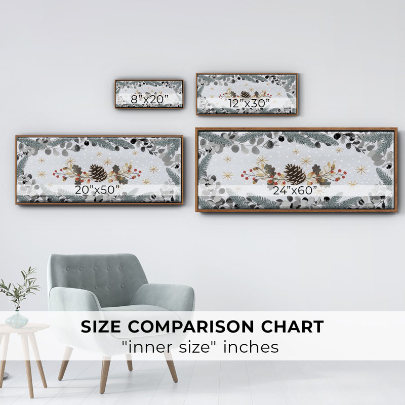 Cozy Christmas Collection D, Toile encadrée noyer flottant, H 24 po x l 60 po x P 1,5 po