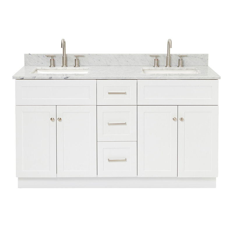 Partham 61" Double Bathroom Vanity Set, White