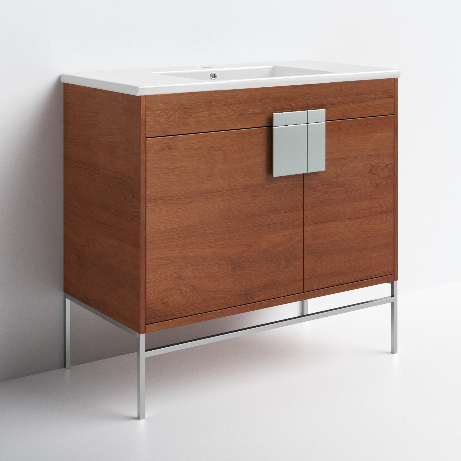 Maisie 36'' Single Bathroom Vanity, Polished Chrome, Walnut