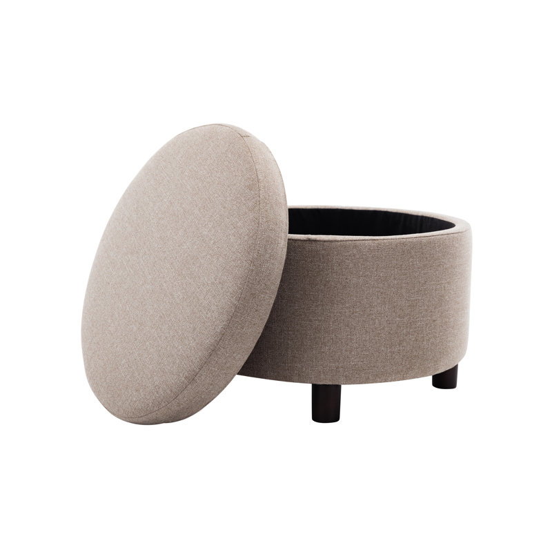 Repose-pieds rond de 24 po avec rangement, Polyester brun clair