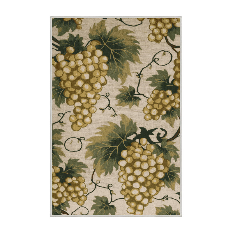  Tapis lavable raisin champagne et fruits, Rectangle de 5 pi x 8 pi