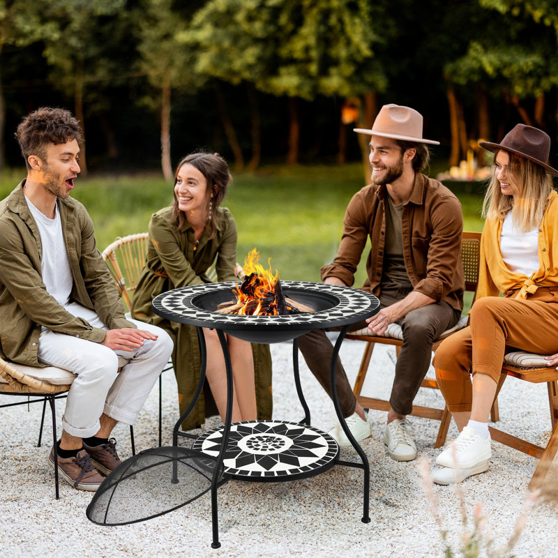 Foyer extérieur 30 po avec table de salle à manger - 31 fonctions, poêle à bois, seau à glace de patio, tablette de rangement pour les barbecues dans la cour arrière, feux de camp, barbecue de camping merveilleux, feu de camp, Times