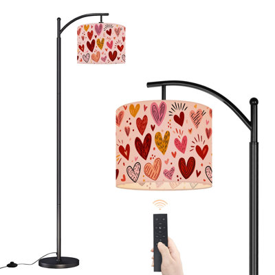 Lampe sur pied arquée avec abat-jour réglable, lampe sur pied en forme de cœur coloré, 3 températures de couleur, intensité variable, avec interrupteur au pied pour chambre à coucher