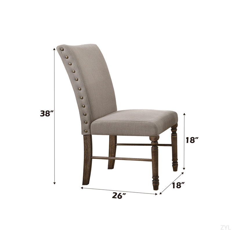 Chaise d'appoint en lin crème et chêne vieilli (ensemble de 2)