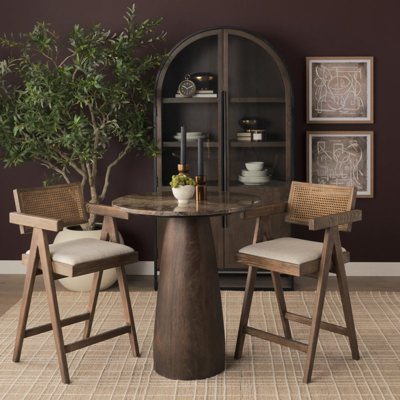 Indie Medium Brown w/ Cane Counter Stool, Counter Stool (26.46" Seat Height)