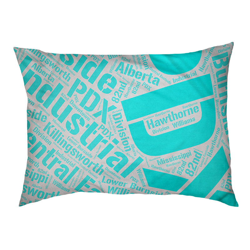 Coussin de chien « districts », Moyen (H 9,5 po x l 28 po x P 18 po), Cyan, Portland