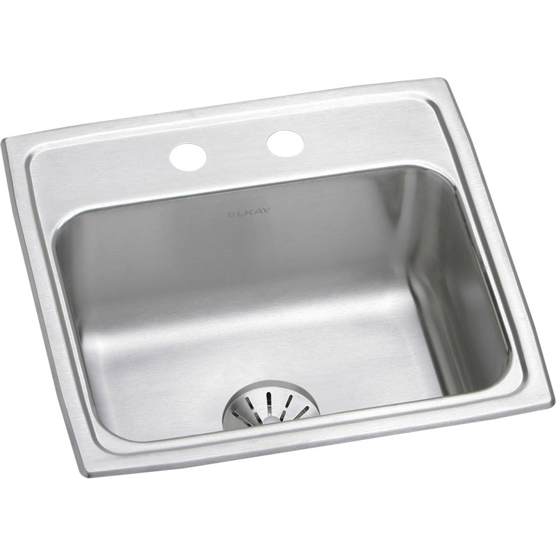 Évier de cuisine encastré en acier inoxydable l 19,5 po x l 19 po avec drain parfait Lustertone, 2 trous