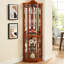 Superbe armoire de rangement en chêne avec portes en verre et étagères réglables