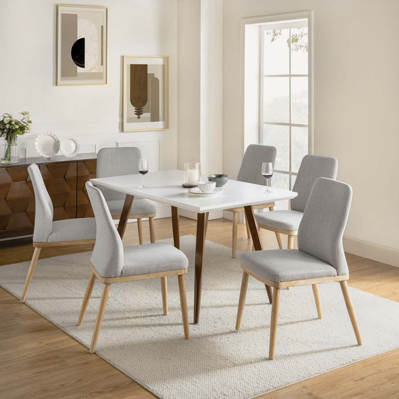 Ensemble de 6 chaises de salle à manger rembourrées Brehanna Humnoke, Gris