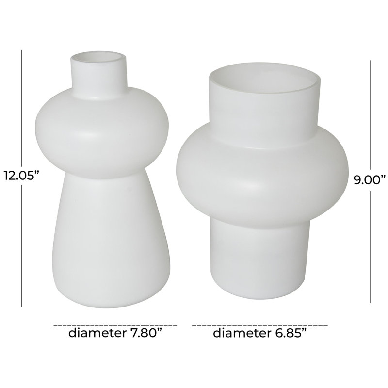 Mable 2-Piece Set Glass Table Vase, White