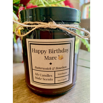 Butterscotch and Bourbon Scented Personalized Jar Candle