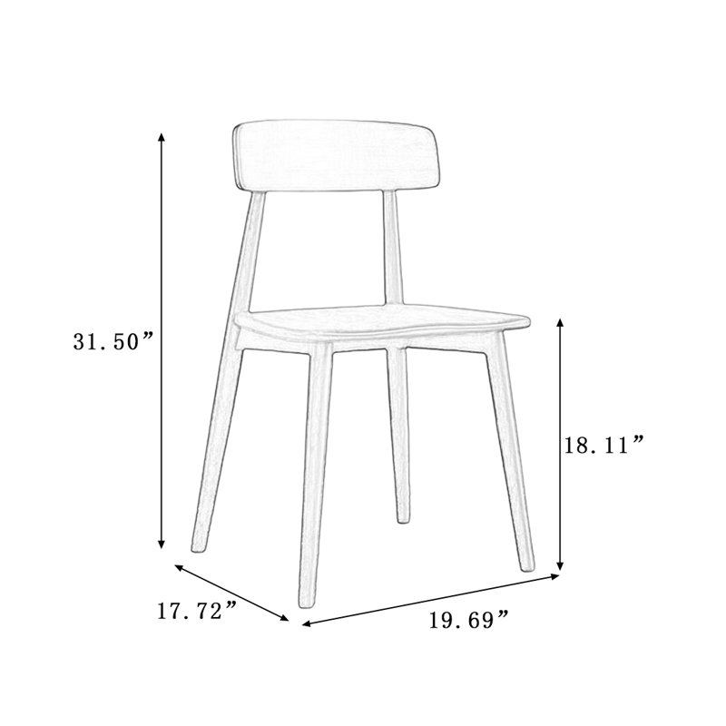 Chaise d'appoint à dossier rétro brun noisette (ensemble de 2)