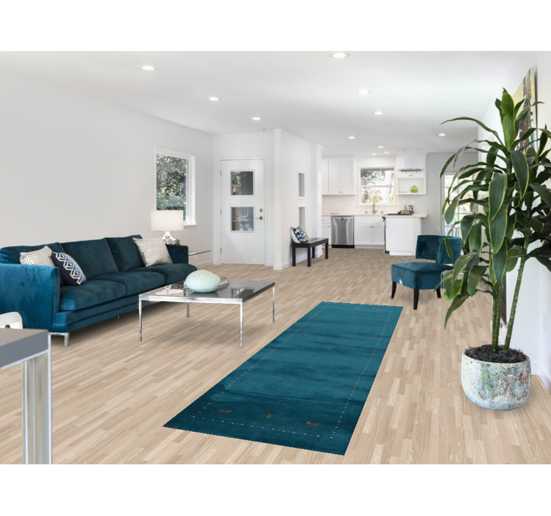 Teal Blue Handmade Gabbeh Oriental Runner Rug