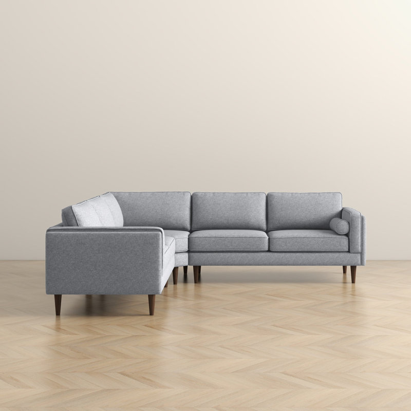 Canapé d'angle modulaire en tissu Amber, Polyester gris clair