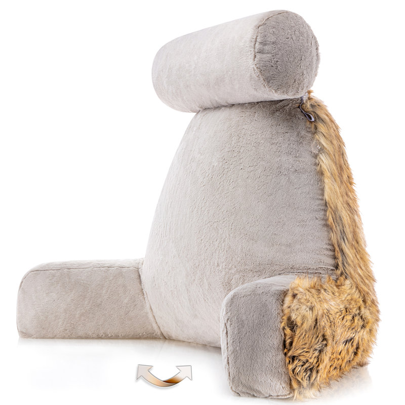 Coussin de dossier en fausse fourrure, Ambre Fox, 32 po x 16 po