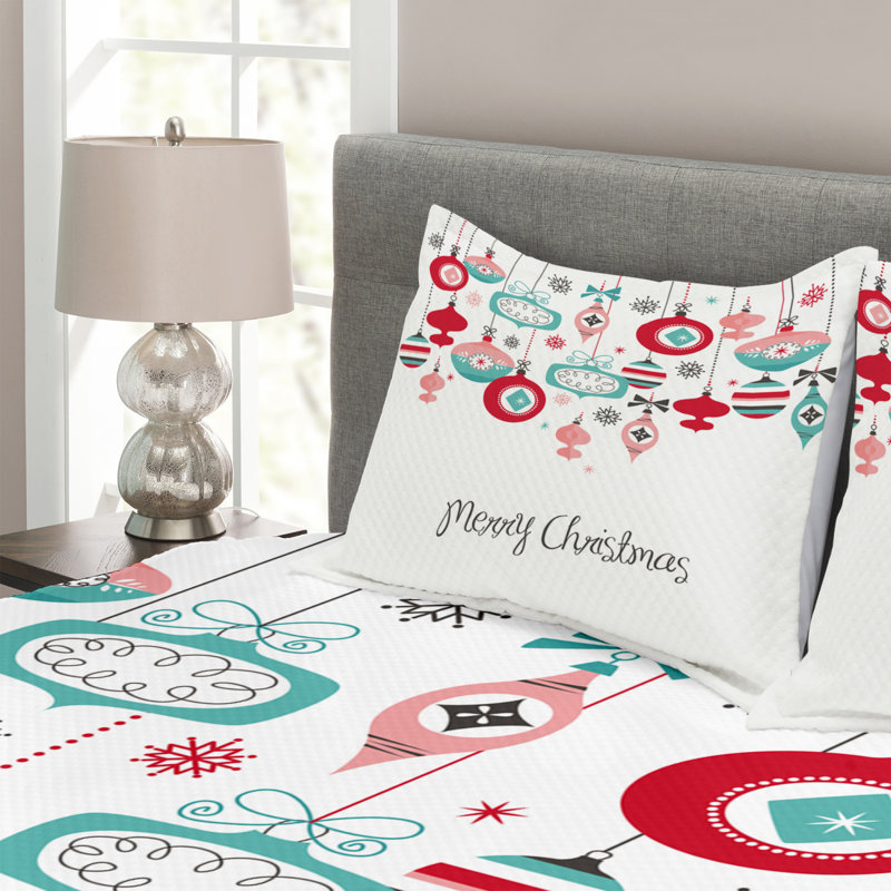 Adala Red/Teal Microfibre Bedspread Set, 220 x 264 cm
