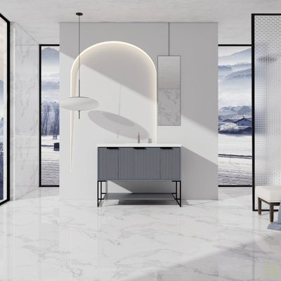 48 Inch Freestanding Bathroom Vanity With Resin Basin,48X18