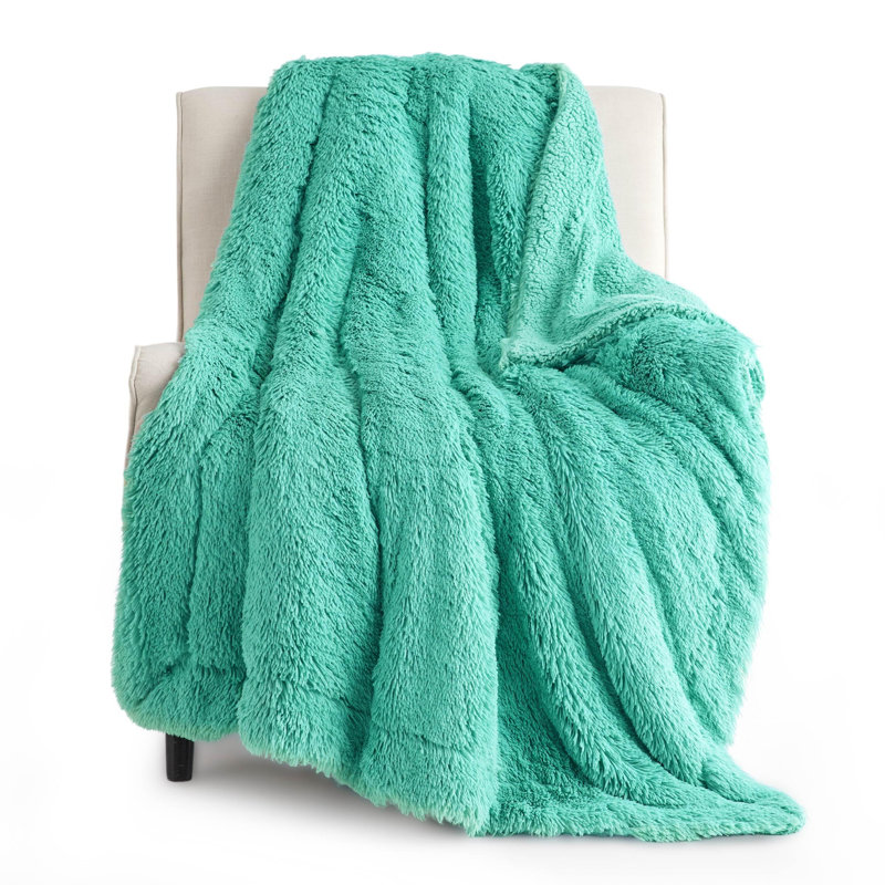 Couvertures en fausse fourrure Cozy Winter Collection, L 60 po x L 80 po, Marine
