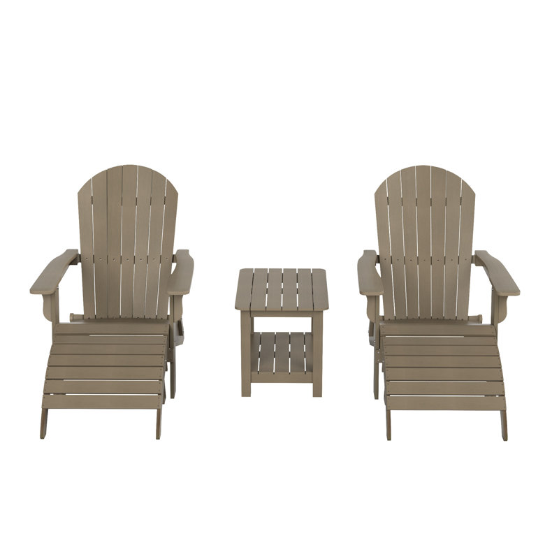 Arrlo Foldable Outdoor Adirondack Chair, Taupe
