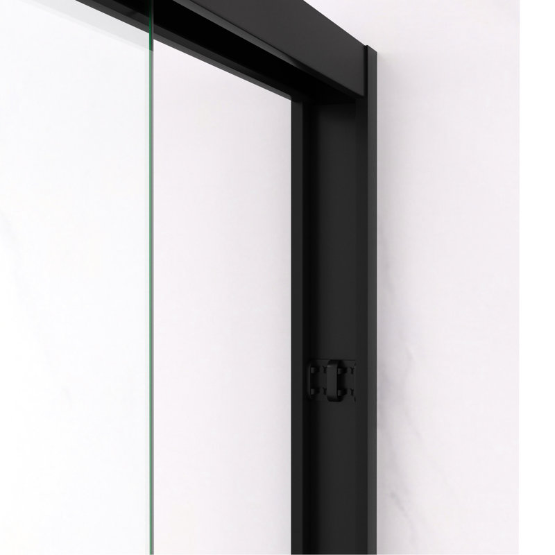 72" Tall Double Sliding Shower Door With 5/16"  8Mm  Clear Tempered Glass, Black Hardware, Handle Design, Mute Rollers, Safe For Bathroom High Thickened Aluminum Frame, Corrosion - Handle, Easy