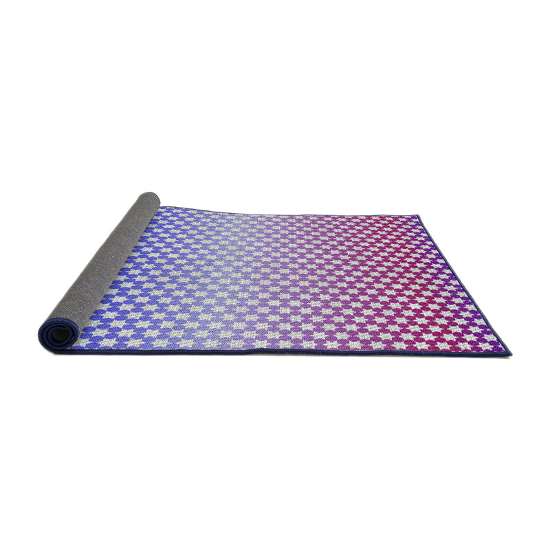 Tapis rose/bleu tissé à la machine, Carré 6 pi