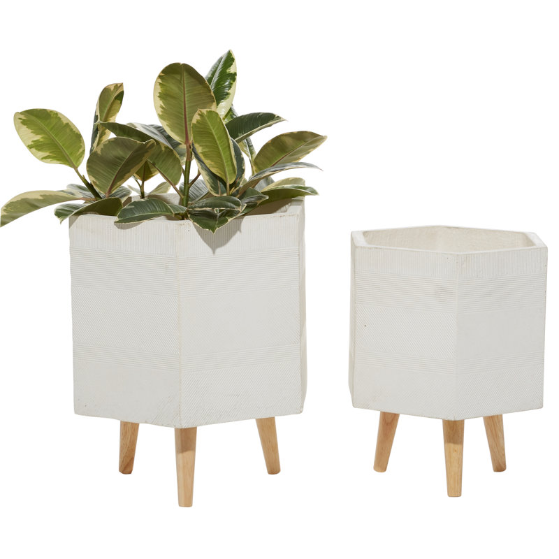 Ensemble de pots à fleurs en céramique 2 pièces Elmhur, Blanc