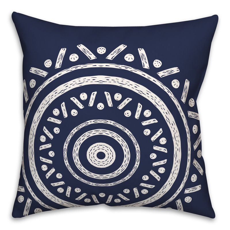  Coussin intérieur / extérieur Medallion, 16 po x 16 po, Marine