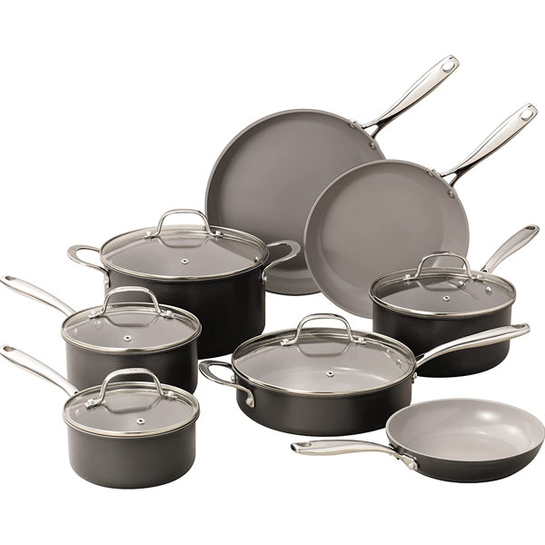 4 Pieces Removable Handle Cookware Stackable Pots And Pans Set, Nonstick Pot  and Pan Set for Home & Camping, Dishwasher/Oven Safe - 2qt /8inch /9.5inch