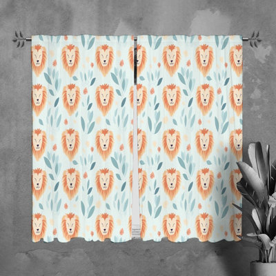 Lion Window Curtains Animals Orange Drapes