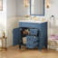 Meuble-lavabo de 30 po avec lavabo en céramique, petite armoire de salle de bain, armoire moderne avec 2 tiroirs et tablette réglable-287166967