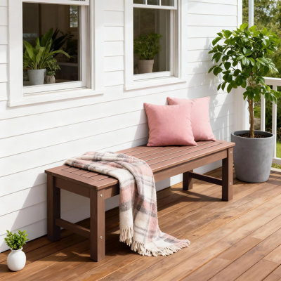 Outdoor Backless Bench Patio Bench, Sturdy and Durable Garden Bench Suit for Porch and Park,Brown