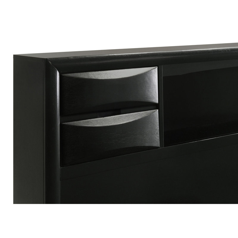 Grand lit de rangement noir Jazz, Grand lit